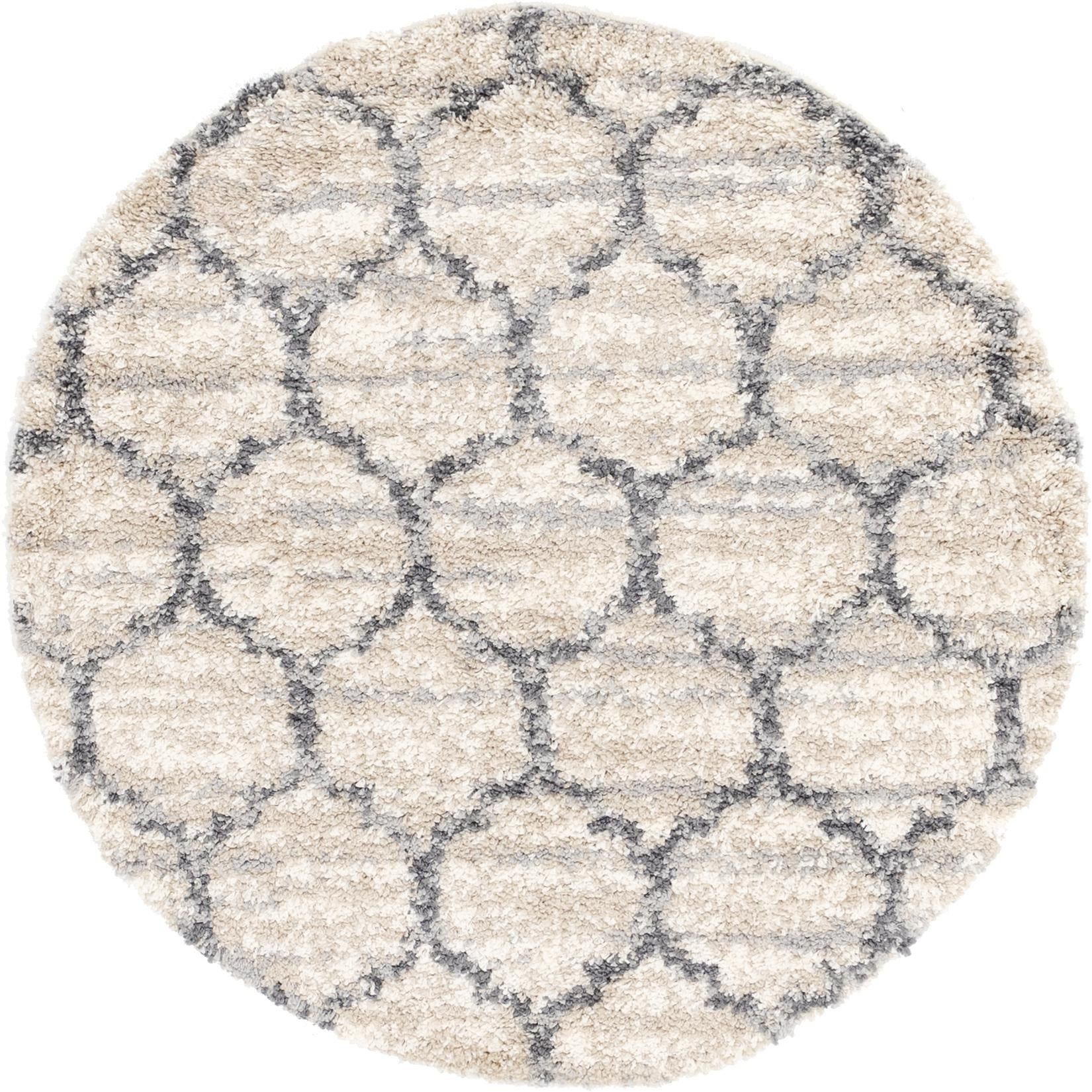 5' x 5' Everett · Lattice Shag Rug, beige