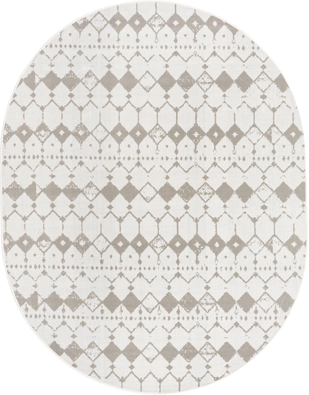Stowe · Geometric diamond Outdoor Rug, ivory and gray