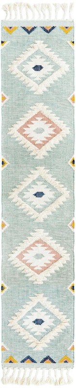 2' 7 x 13' 1 Amaranth · Diamond Wool Rug, aquamarine