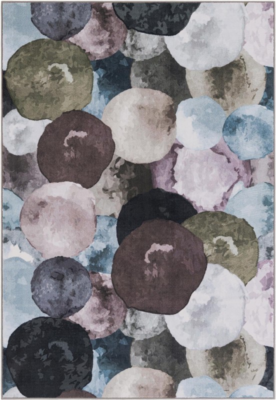 4' 4 x 6' Birchwood · Abstract dot rug, multi gray
