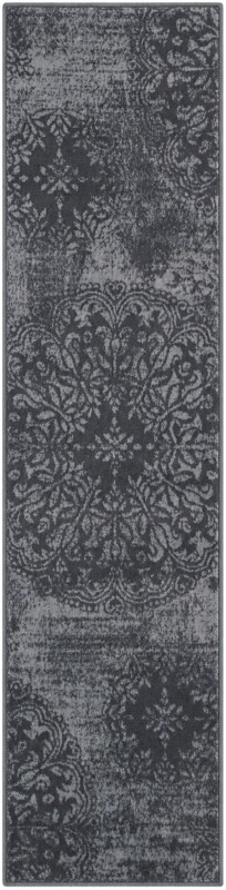 2' x 8' Blakemore · Distressed medallion rug, slate and grey