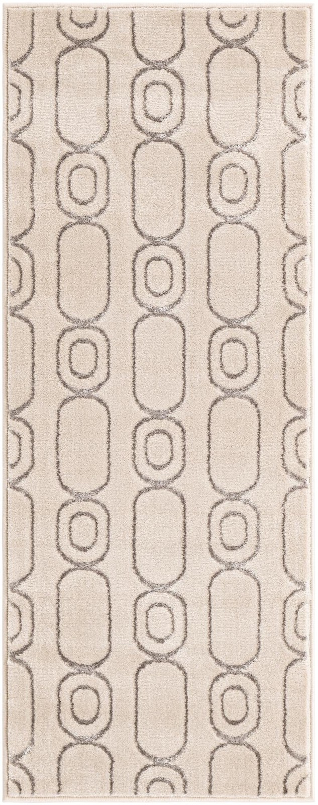2' x 5' Renwick · Geometric rug, white and silver