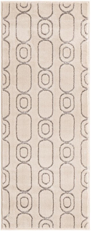 2' x 5' Renwick · Geometric rug, white and silver