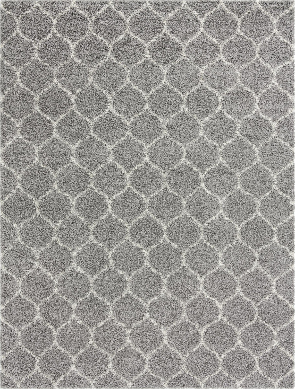10' x 13' Barnett · Lattice Shag Rug, gray and ivory