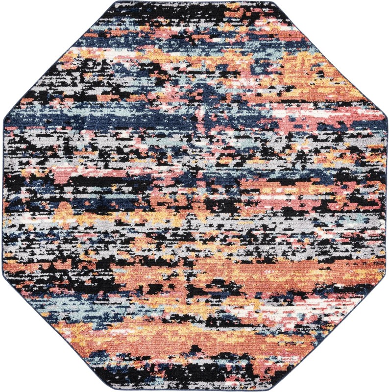 Nelson · Abstract striped rug, multicolor and navy