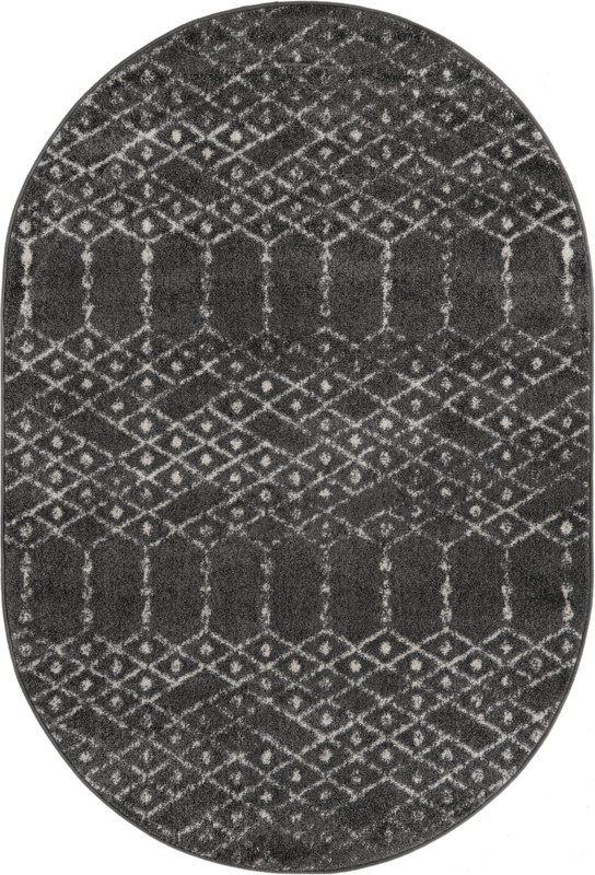 Newcomb · Geometric lattice rug, charcoal and ivory