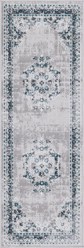 2' x 6' Jeffers · Border rug, grey