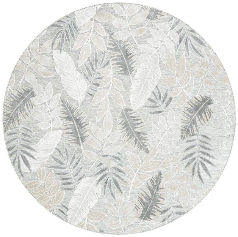 8' 2 x 8' 2 Quimby · Botanical Outdoor Rug, gray and ivory