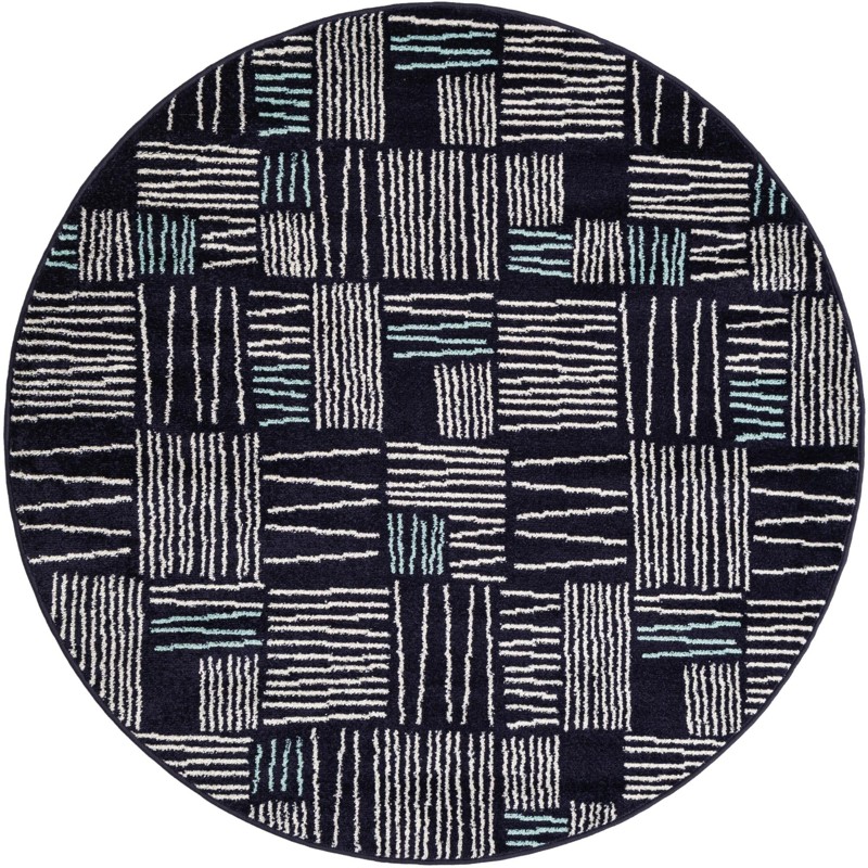 5' 3 x 5' 3 Snowberry · Abstract rug, navy blue