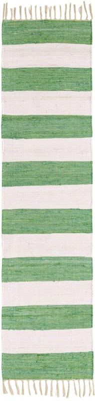 Flagstaff · Striped Chindi Rug, green and ivory