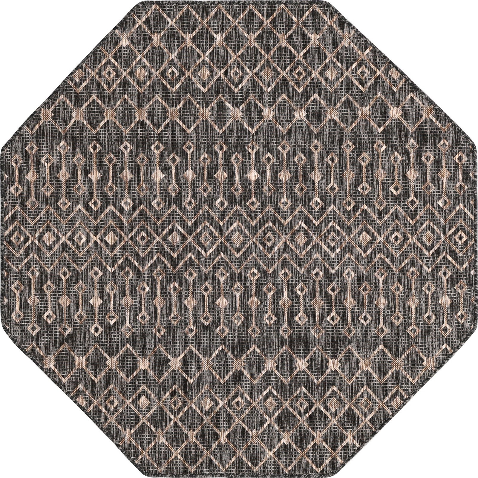 5' 3 x 5' 3 Kearney · Geometric diamond Outdoor Rug, charcoal and natural
