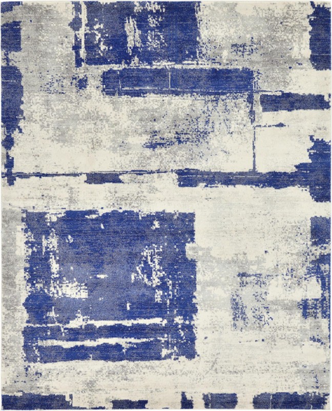 Tisdale · Abstract geometric rug, navy and ivory