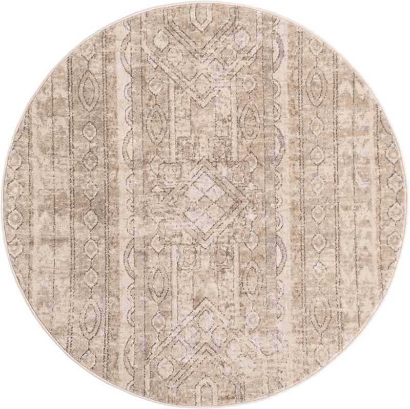 5' 3 x 5' 3 Grouse · Tribal geometric rug, ivory and brown