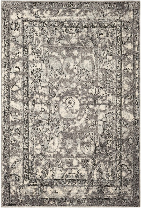 4' x 6' Winslow · Distressed medallion rug, gray and ivory