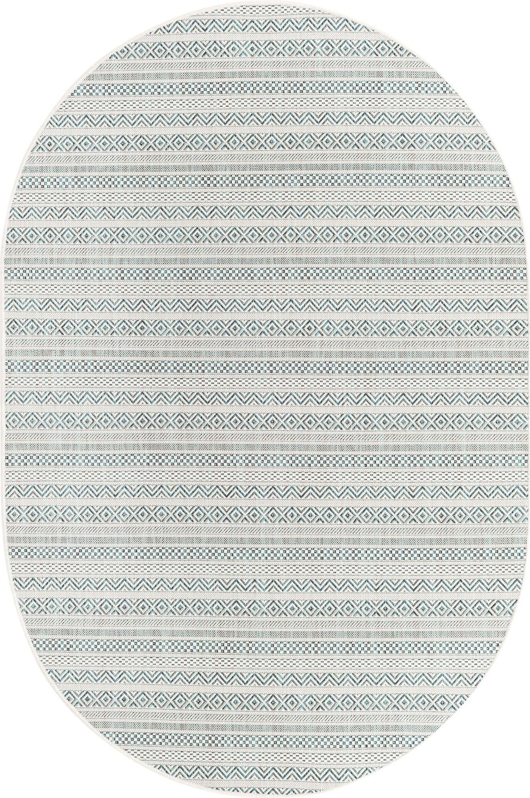 5' 3 x 8' Merlin · Geometric Outdoor Rug, teal