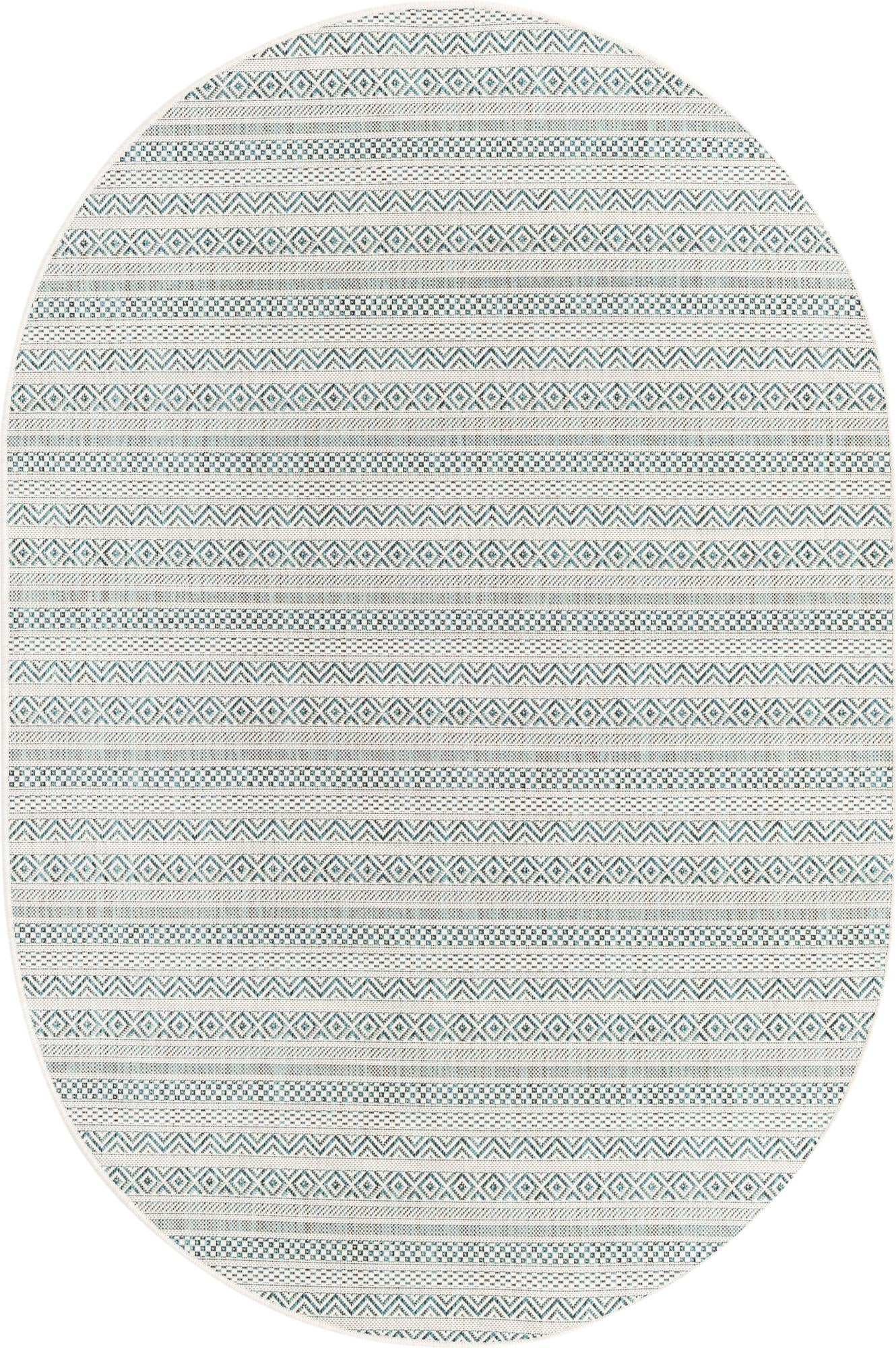 5' 3 x 8' Merlin · Geometric Outdoor Rug, teal