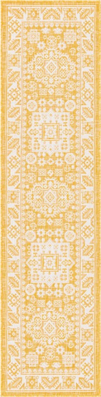 2' x 8' Bellamy · Border Outdoor Rug, yellow