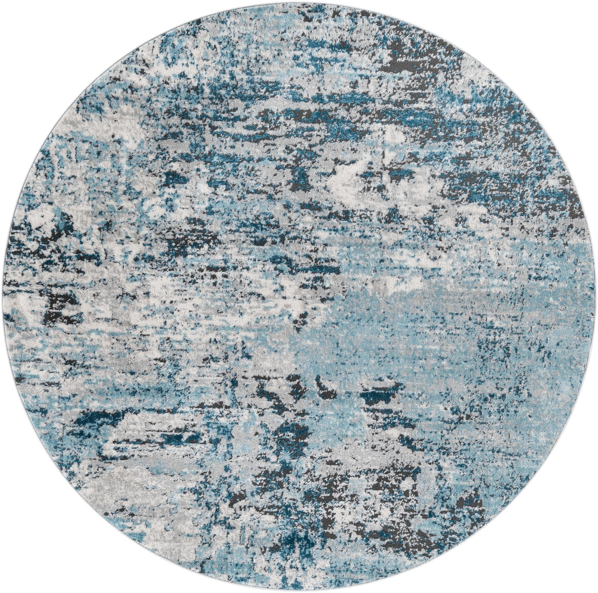 5' 3 x 5' 3 Dalrymple · Abstract rug, blue and gray