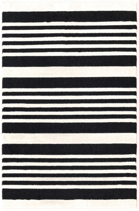 2' 3 x 3' Fern · Striped rug, black and white