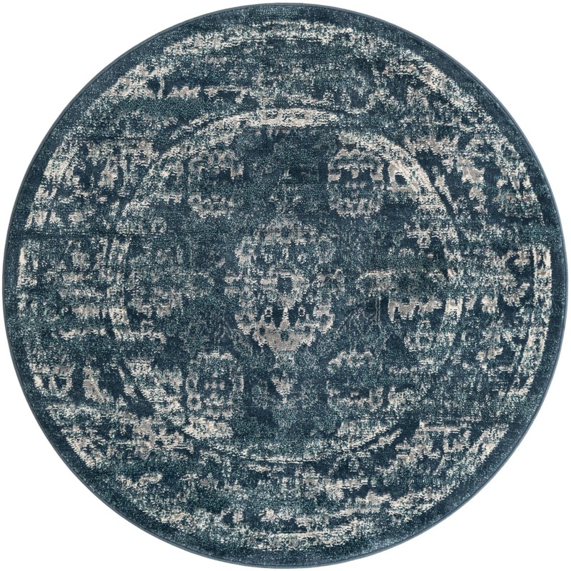 Appleby · Distressed medallion rug, navy and gray