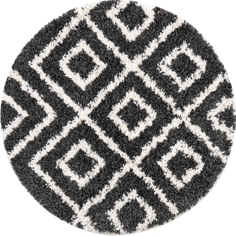 Tunstall · Diamond lattice Shag Rug, black and white
