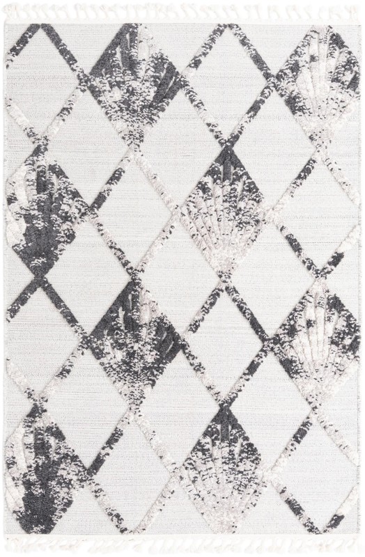 5' 3 x 7' 7 Easton · Diamond lattice Outdoor Rug, ivory and gray