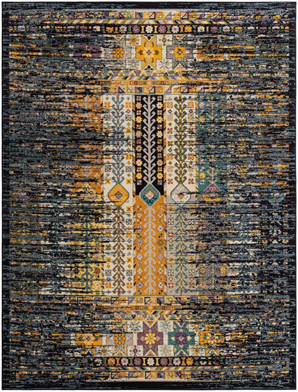 9' x 12' Cloudberry · Border rug, navy blue