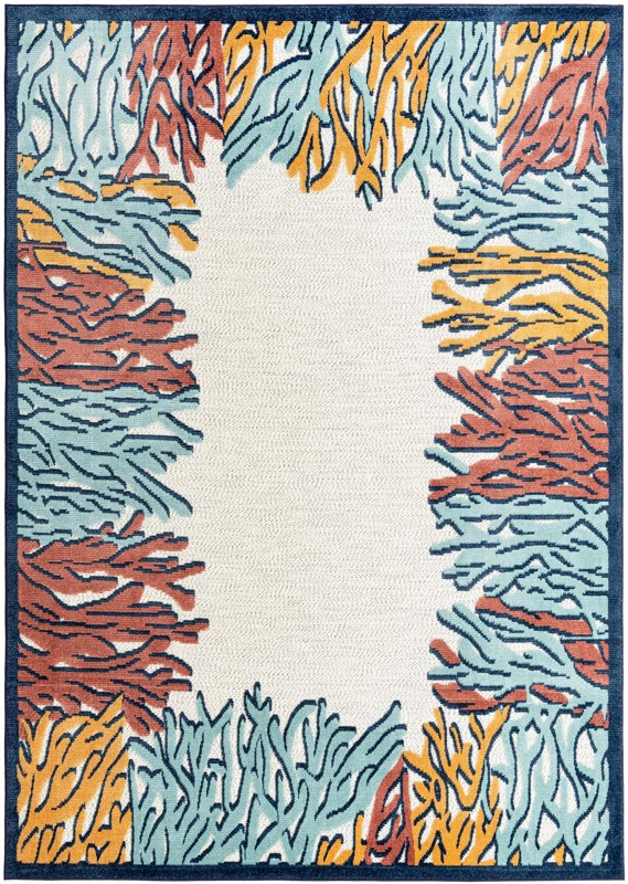 7' x 10' Ely · Border Outdoor Rug, multi