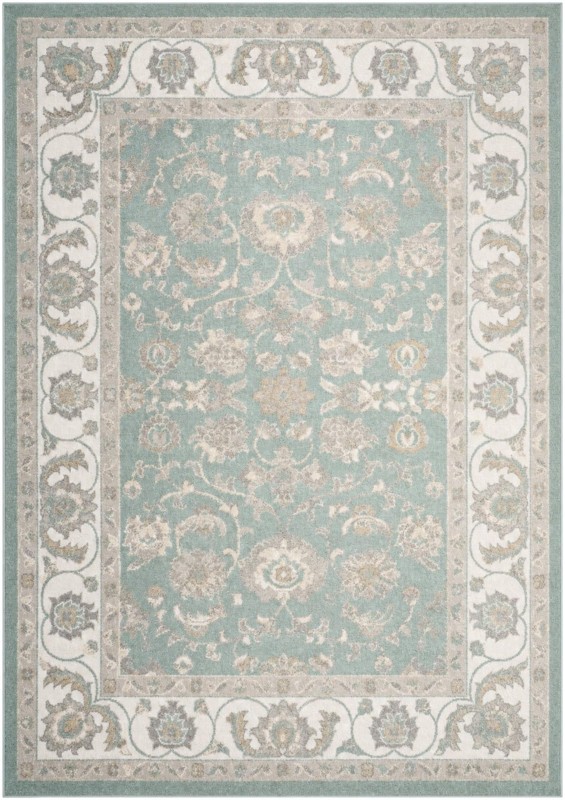 7' x 10' Aspen · Border rug, aqua