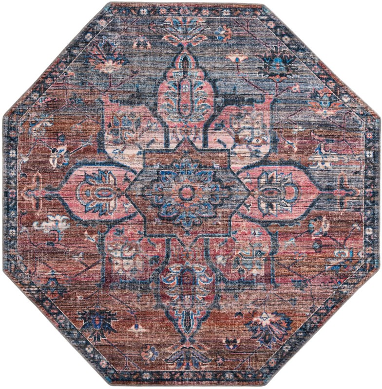 7' 10 x 7' 10 Sibley · Medallion Washable Rug, rust and denim blue