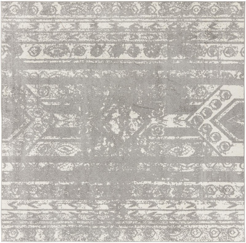10' x 10' Underhill · Tribal stripe rug, gray and ivory