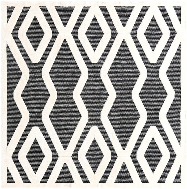 10' x 10' Armstead · Geometric trellis rug, gray and ivory