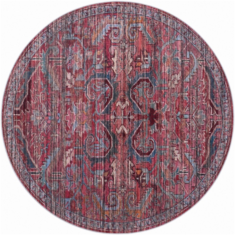 7' 3 x 7' 3 Alcove · Medallion rug, rust and blue