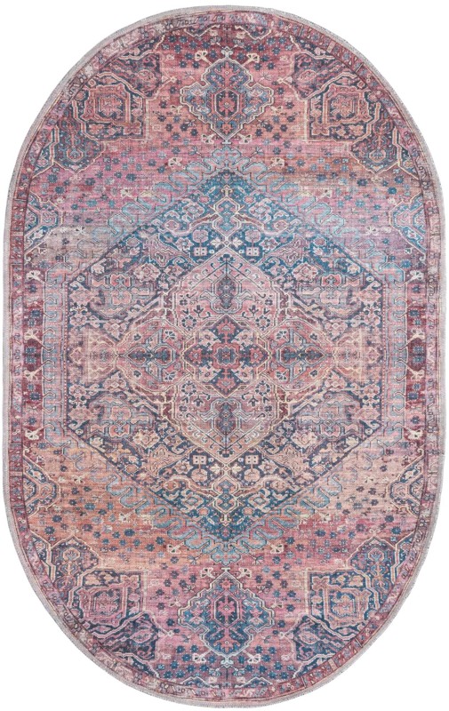 4' x 6' Darnell · Medallion Washable Rug, rust and navy