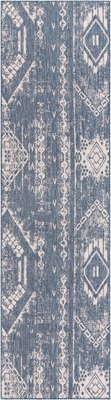 2' 7 x 12' Wildman · Diamond Outdoor Rug, blue