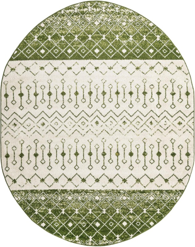 7' 10 x 10' Vernon · Geometric rug, green and ivory