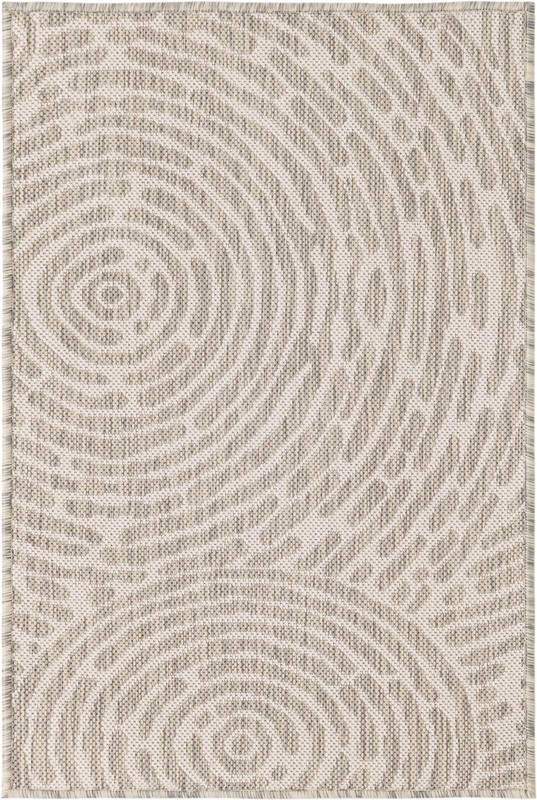 2' x 3' Grafton · Swirling lines Outdoor Rug, gray and ivory