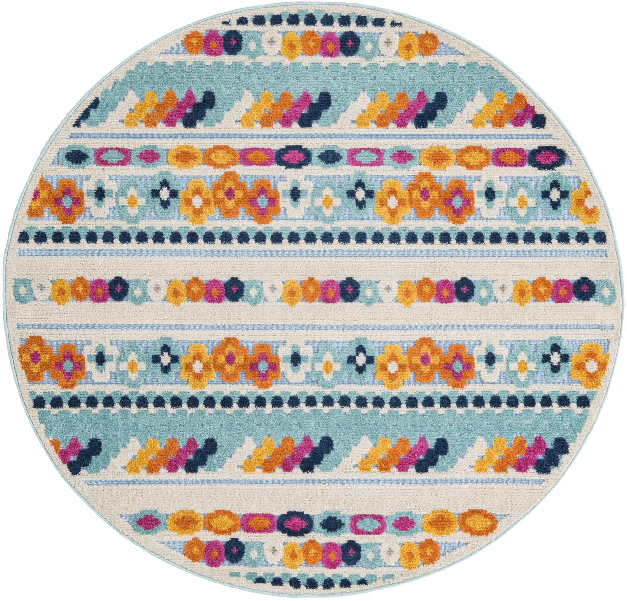 5' 3 x 5' 3 Tanner · Geometric Outdoor Rug, blue