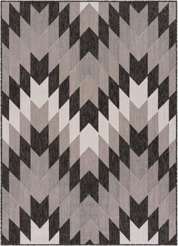 5' 3 x 7' Morrell · Chevron Outdoor Rug, black and white