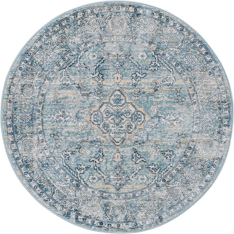 4' x 4' Opal · Medallion rug, blue