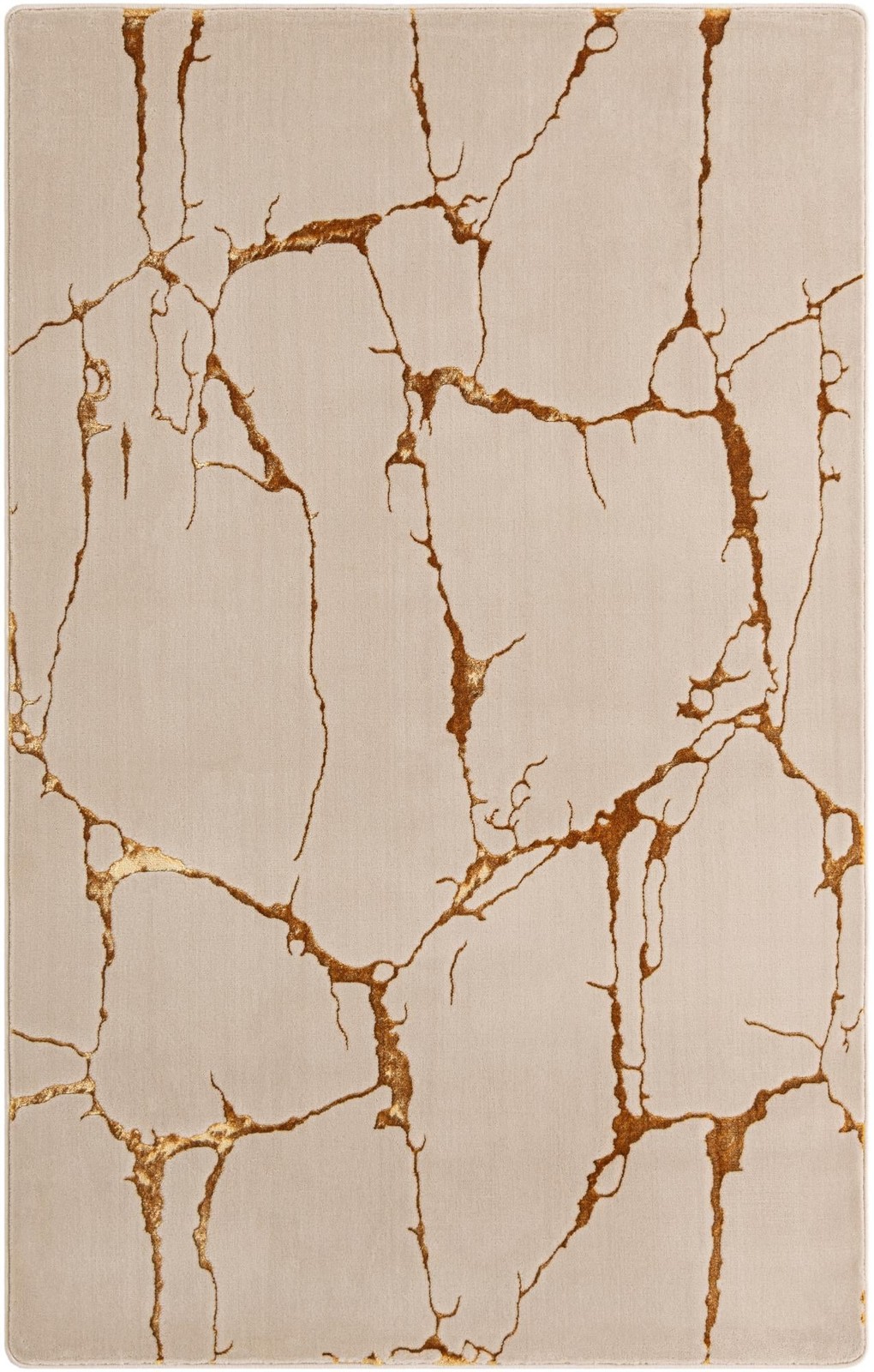 2' 7 x 12' Ravenhill · Abstract rug, white and gold