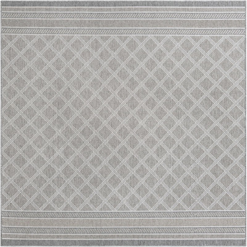 7' 10 x 7' 10 Mercer · Border Outdoor Rug, gray