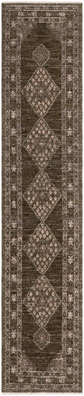 2' 7 x 12' 6 Loveland · Diamond medallion rug, green and brown