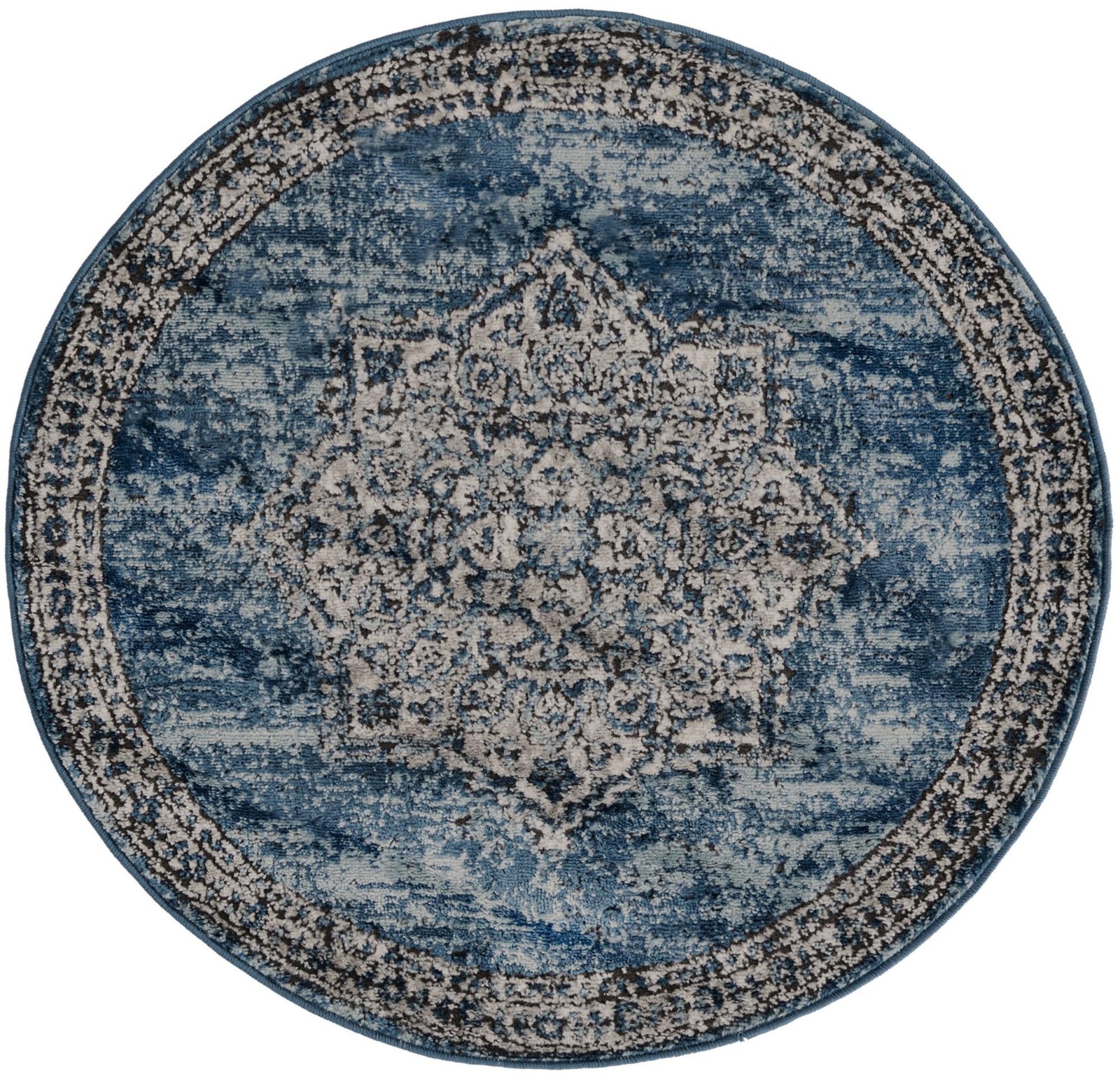 3' 3 x 3' 3 Wade · Border rug, blue