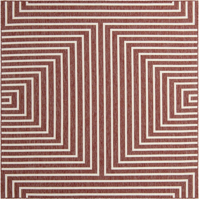 7' 10 x 7' 10 Gorse · Geometric Outdoor Rug, rust red
