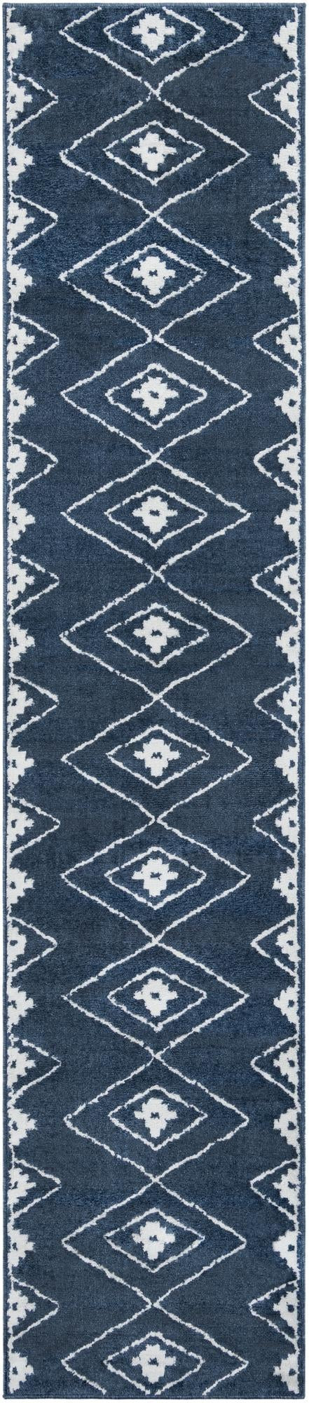2' 7 x 12' Sumac · Border rug, blue