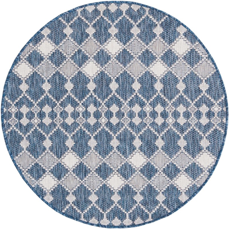Ramsden · Lattice Outdoor Rug, blue and ivory
