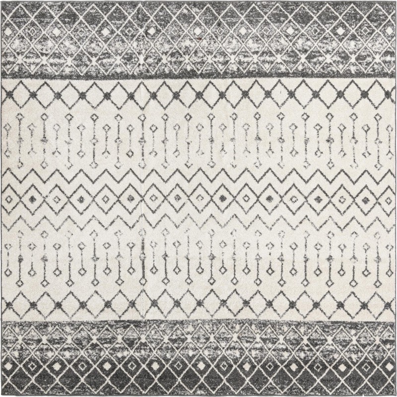 10' x 10' Vernon · Geometric tribal rug, gray and ivory