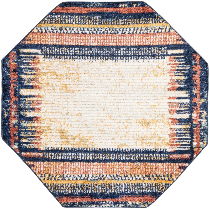 5' 3 x 5' 3 Cardew · Border rug, multi