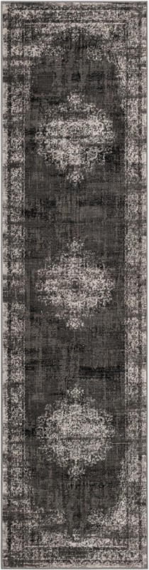 Eloise · Distressed medallion rug, gray and ivory